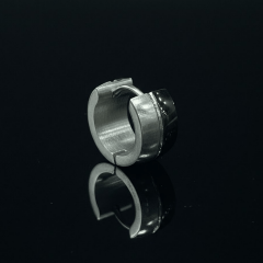 Çelik Erkek Küpe Çift Renk Mat & Parlak Siyah Gümüş Tasarım (Tekli)