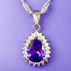 925 Ayar Gümüş Set (Damla Ametist Taşlı)