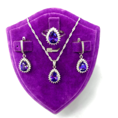 925 Ayar Gümüş Set (Damla Ametist Taşlı)