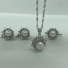 925 Ayar Gümüş İncili Takı Seti