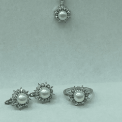 925 Ayar Gümüş İncili Takı Seti