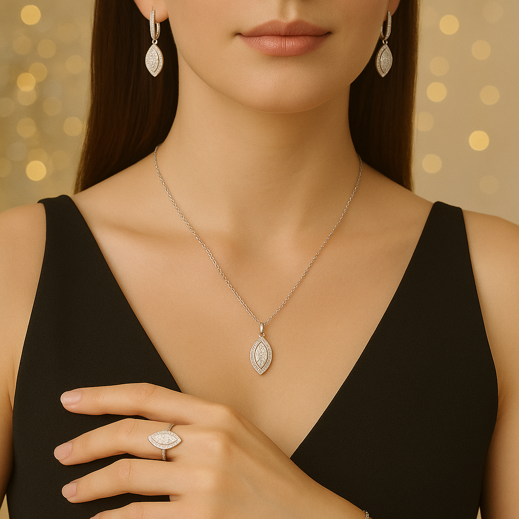 925 Ayar Gümüş Set (Zirkon Taşlı Işıltılı )