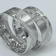 925 Ayar Gümüş Alyans (Kalp Desenli)