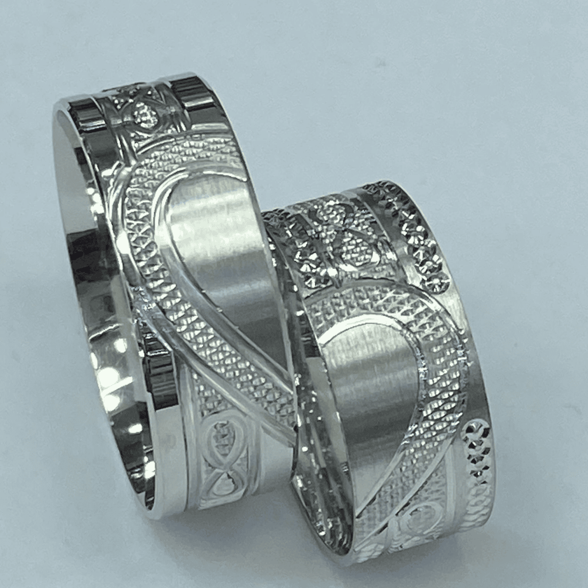 925 Ayar Gümüş Alyans (Kalp Desenli)