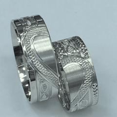 925 Ayar Gümüş Alyans (Kalp Desenli)