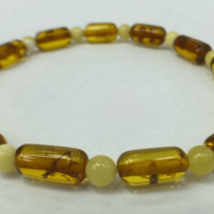 Silindirik Kehribar & Fildişi Boncuklu Bileklik