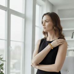 Silindirik Kehribar & Fildişi Boncuklu Bileklik – Doğal Taş Unisex Bileklik