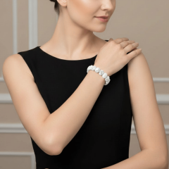 Doğal Havlit Taşı Bileklik – Beyaz Gri Damarlı Doğal Taş Bileklik