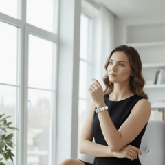 Doğal Havlit Taşı Bileklik – Beyaz Gri Damarlı Doğal Taş Bileklik