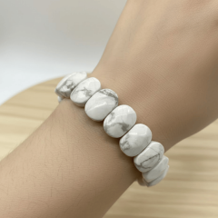 Doğal Havlit Taşı Bileklik – Beyaz Gri Damarlı Doğal Taş Bileklik