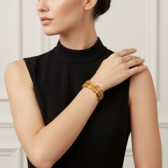 Doğal Selenit Taş Bileklik – Bal Tonlu Doğal Taş Bileklik