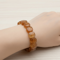 Doğal Selenit Taş Bileklik – Bal Tonlu Doğal Taş Bileklik