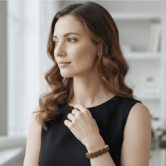 Kahverengi Yıldız Taşı (Gold Sandstone) Bileklik – Doğal Taş Kadın Bileklik