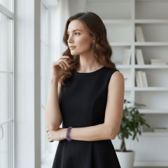 Ametist Taşı Bileklik – Doğal Taş Mor Kadın Bileklik