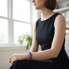 Ametist Taşı Bileklik – Doğal Taş Mor Kadın Bileklik