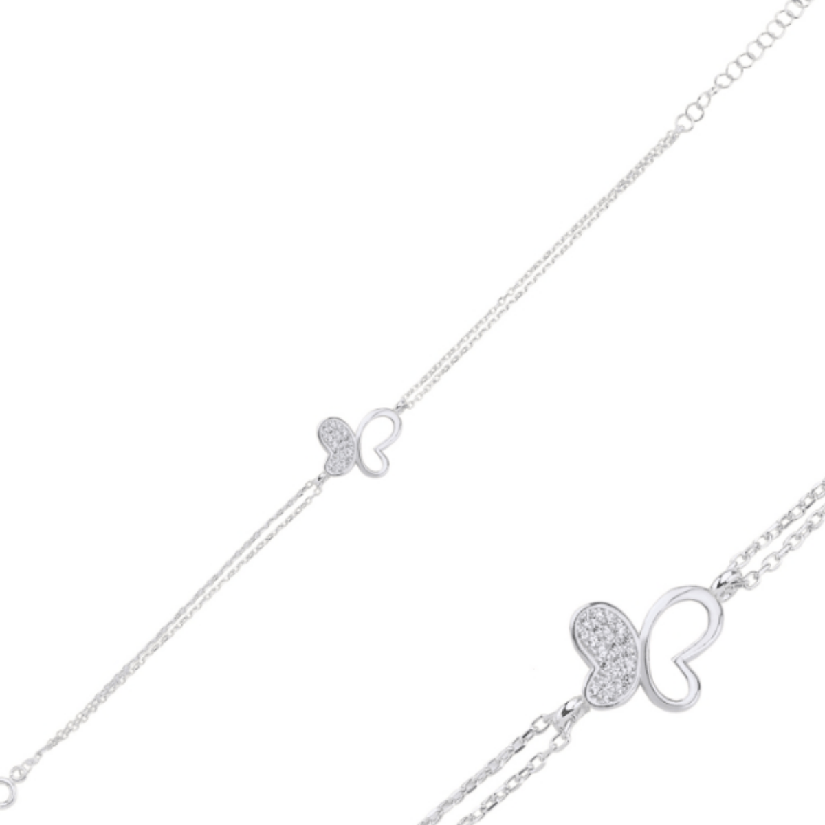 925 Ayar Kelebek Zirkon Taşlı Bileklik