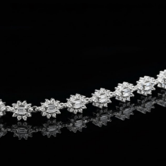 925 Ayar Gümüş Baget Zirkon Taşlı Çiçek Desenli Bileklik – Kadın Şık Bileklik