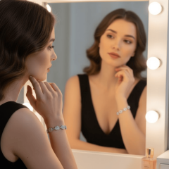 925 Ayar Gümüş Baget Zirkon Taşlı Çiçek Desenli Bileklik – Kadın Şık Bileklik