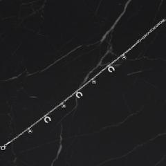 925 Ayar Zirkon Taşlı Sallantılı Şans Bilekliği (Doç Zincirli) Kadın