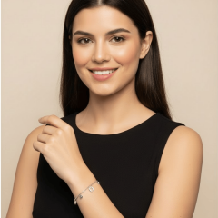 925 Ayar Zirkon Taşlı Sallantılı Şans Bilekliği (Doç Zincirli) Kadın