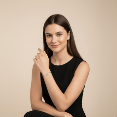 925 Ayar Zirkon Taşlı Sallantılı Şans Bilekliği (Doç Zincirli) Kadın