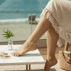 925 Ayar Zirkon Taşlı Doç Zincirli Sallantılı Halhal