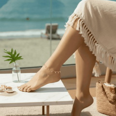 925 Ayar Zirkon Taşlı Doç Zincirli Rose Kaplama Sallantılı Halhal