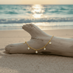 925 Ayar Zirkon Taşlı Doç Zincirli Rose Kaplama Sallantılı Halhal