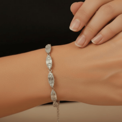 925 Ayar Gümüş Baget Zirkon Taşlı Bileklik – Kadın Şık Bileklik