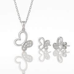 925 Ayar Kelebek Zirkon Taşlı Set