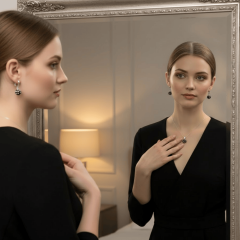 925 Ayar Top Kristal Taşlı Gümüş Takı Seti