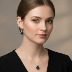 925 Ayar Top Kristal Taşlı Gümüş Takı Seti