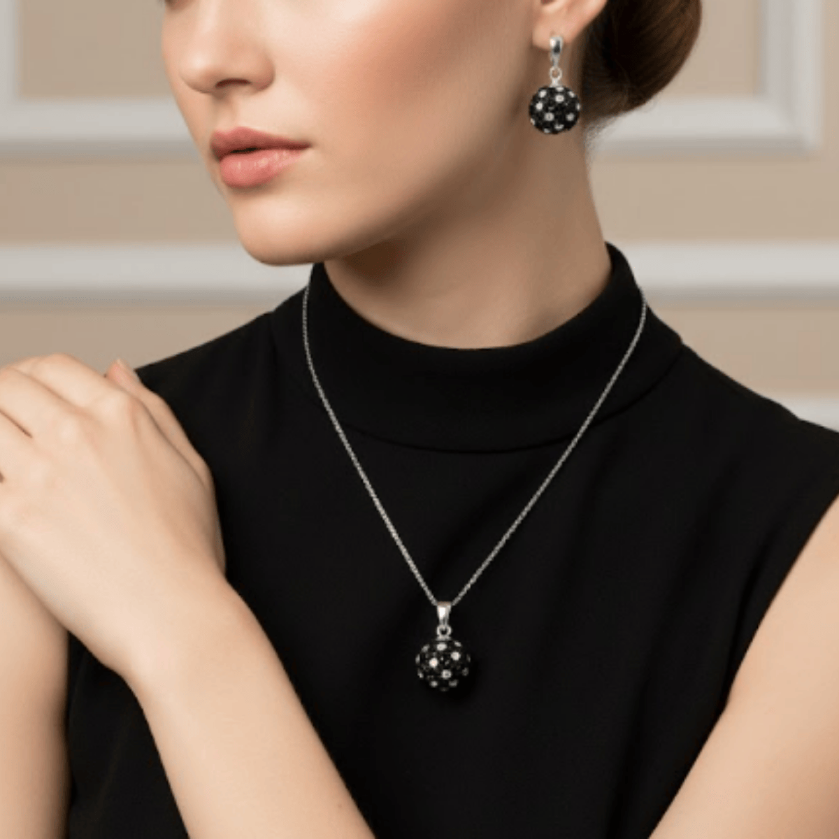 925 Ayar Top Kristal Taşlı Set