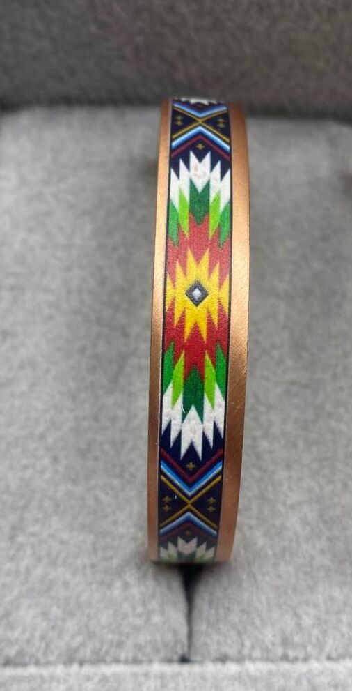 Renkli Etnik Desenli Mineli Bakır Unisex Kelepçe Bileklik