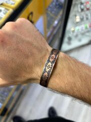 Geometrik Motifli Bakır kelepçe Bileklik