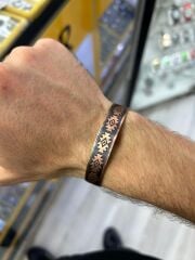 Geometrik Motifli Bakır kelepçe Bileklik