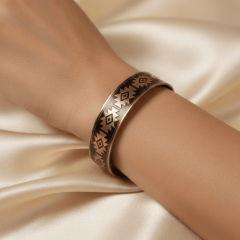 Geometrik Motifli Bakır Unisex Ayarlanabilir Bileklik