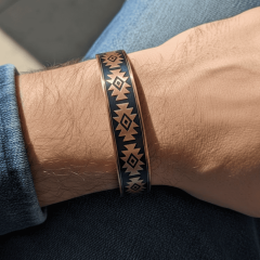 Geometrik Motifli Bakır Unisex Ayarlanabilir Bileklik