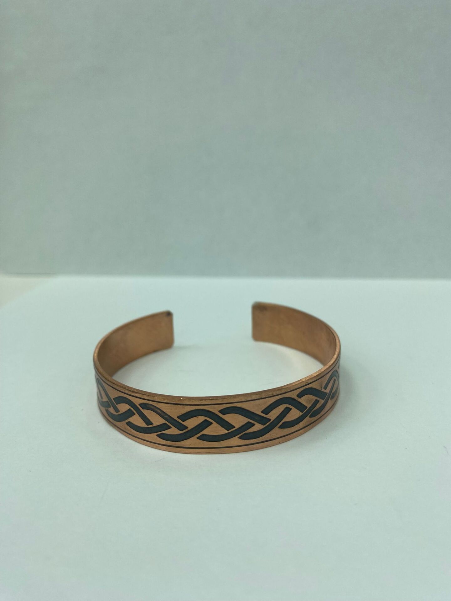 Siyah Kelt Düğümü Motifli Bakır Unisex Ayarlanabilir Bileklik