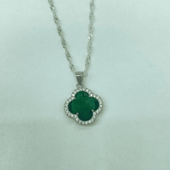 925 Ayar Gümüş Yeşil Taşlı Dörtlü Takı Seti