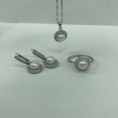 925 Ayar Gümüş İnci ve Zirkon Taşlı Takı Seti