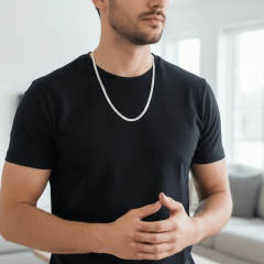 925 Ayar Gümüş Balıksırtı Erkek Zincir Kolye