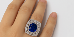 925 Ayar Gümüş Kraliyet Mavisi Safir ve Pırlanta Yüzük