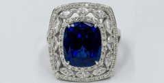 925 Ayar Gümüş Kraliyet Mavisi Safir ve Pırlanta Yüzük