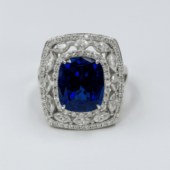 925 Ayar Gümüş Kraliyet Mavisi Safir ve Pırlanta Yüzük