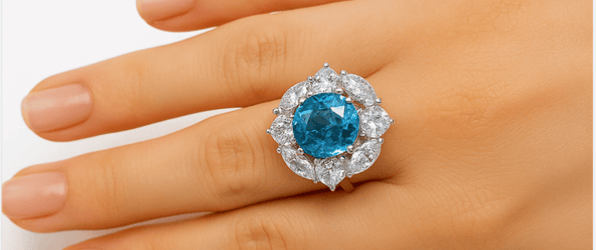 925 Ayar Gümüş Mavi Topaz ve Zirkon Işıltılı Gümüş Yüzük