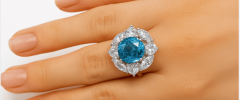 925 Ayar Gümüş Mavi Topaz ve Zirkon Işıltılı Gümüş Yüzük