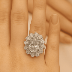 925 Ayar Gümüş Oval Kesim Zirkon Taşlı Işıltılı Yüzük