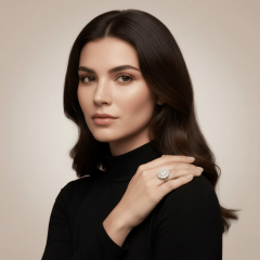 925 Ayar Gümüş Oval Kesim Zirkon Taşlı Işıltılı Yüzük