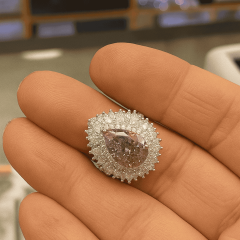 925 Ayar Gümüş Pembe Damla Kesim Zirkon Taşlı Işıltılı Yüzük